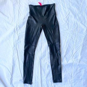 Spanx Faux Leather Moto Leggings  - Black Size Medium